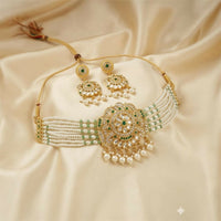 Premium Kundan Pearl Bridal Jewellery Set with Earrings