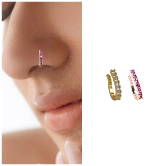 Deluxe Assorted Clip-On Nose Pin Set -AD & Ruby Combo Pack of 2