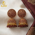 Antique Gold Jhumka Earrings – Traditional Ethnic Design & Charm