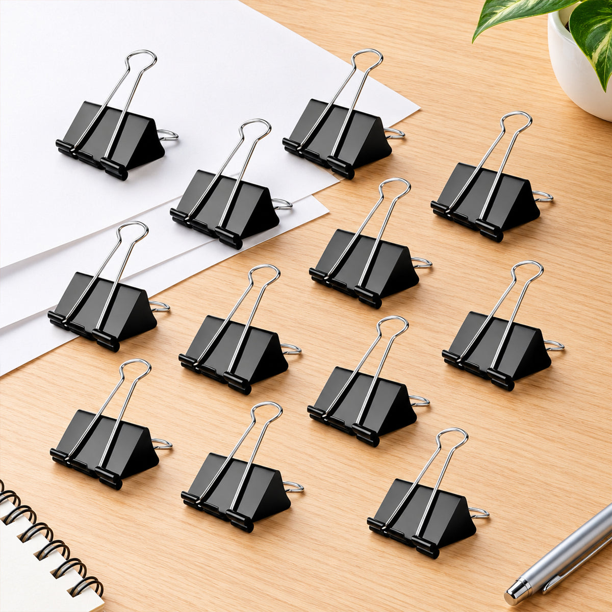 Metal Paper Holding Binder Clips for Office School and Home Organization (12 Pc, 19 MM)