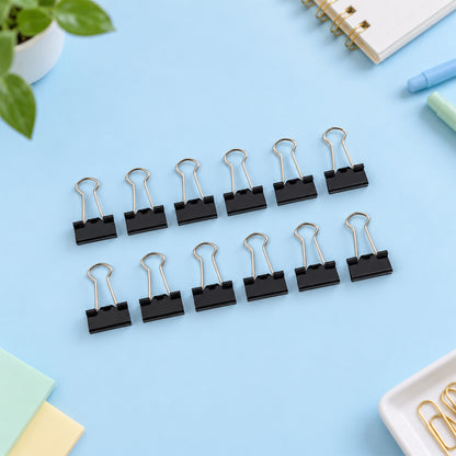 Metal Paper Holding Binder Clips for Office School and Home Organization (12 Pc, 19 MM)