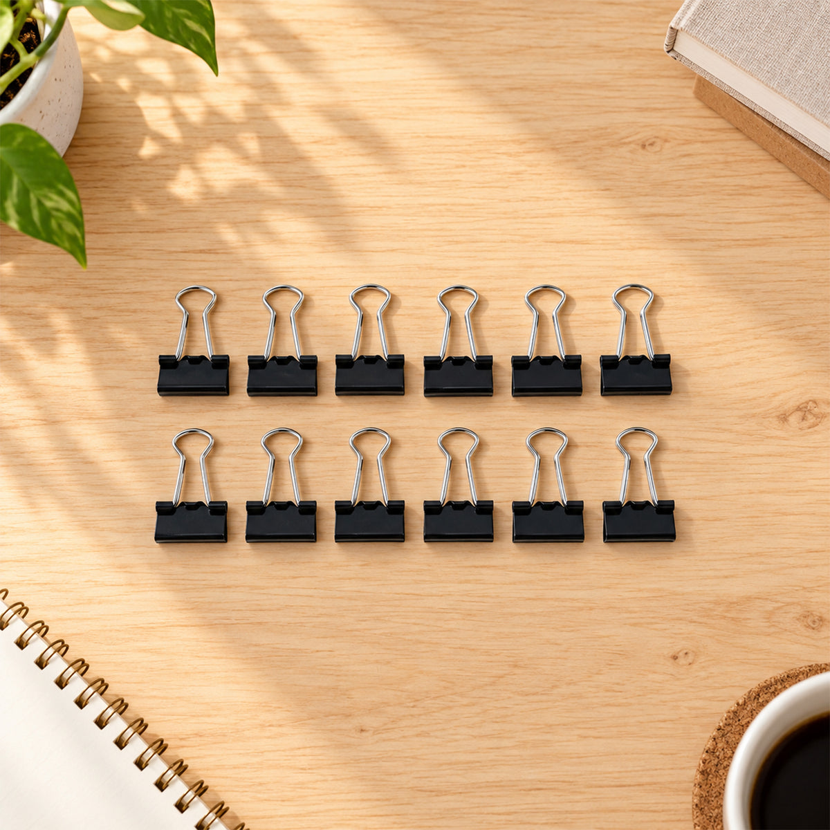 Metal Paper Holding Binder Clips for Office School and Home Organization (12 Pc, 19 MM)