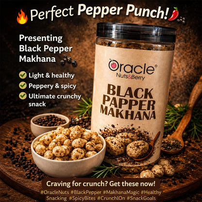 Pack of Black Pepper Makhana showing the spicy, roasted fox nuts