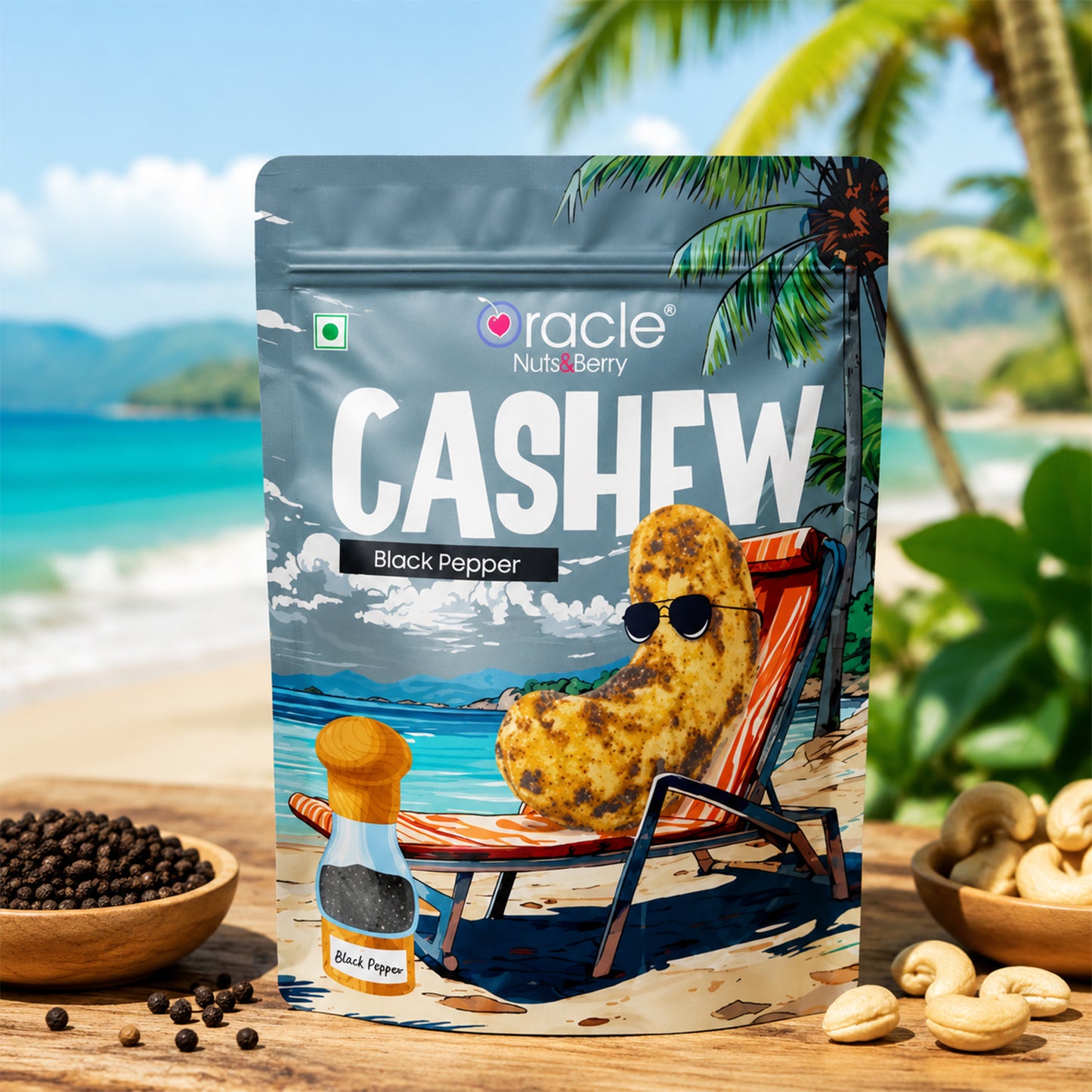 A bowl of spicy Black Pepper Cashews, perfectly roasted and ready to eat.