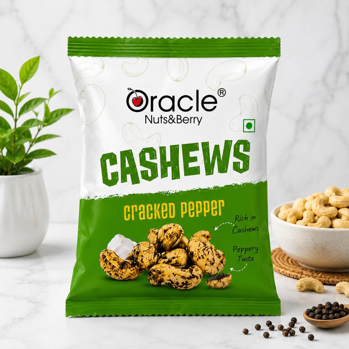 Multiple Oracle Black Pepper Cashew Mini packs, ideal for gifting.