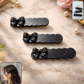 Black Bow Hair Clips – Elegant Lightweight Snap Clip Set