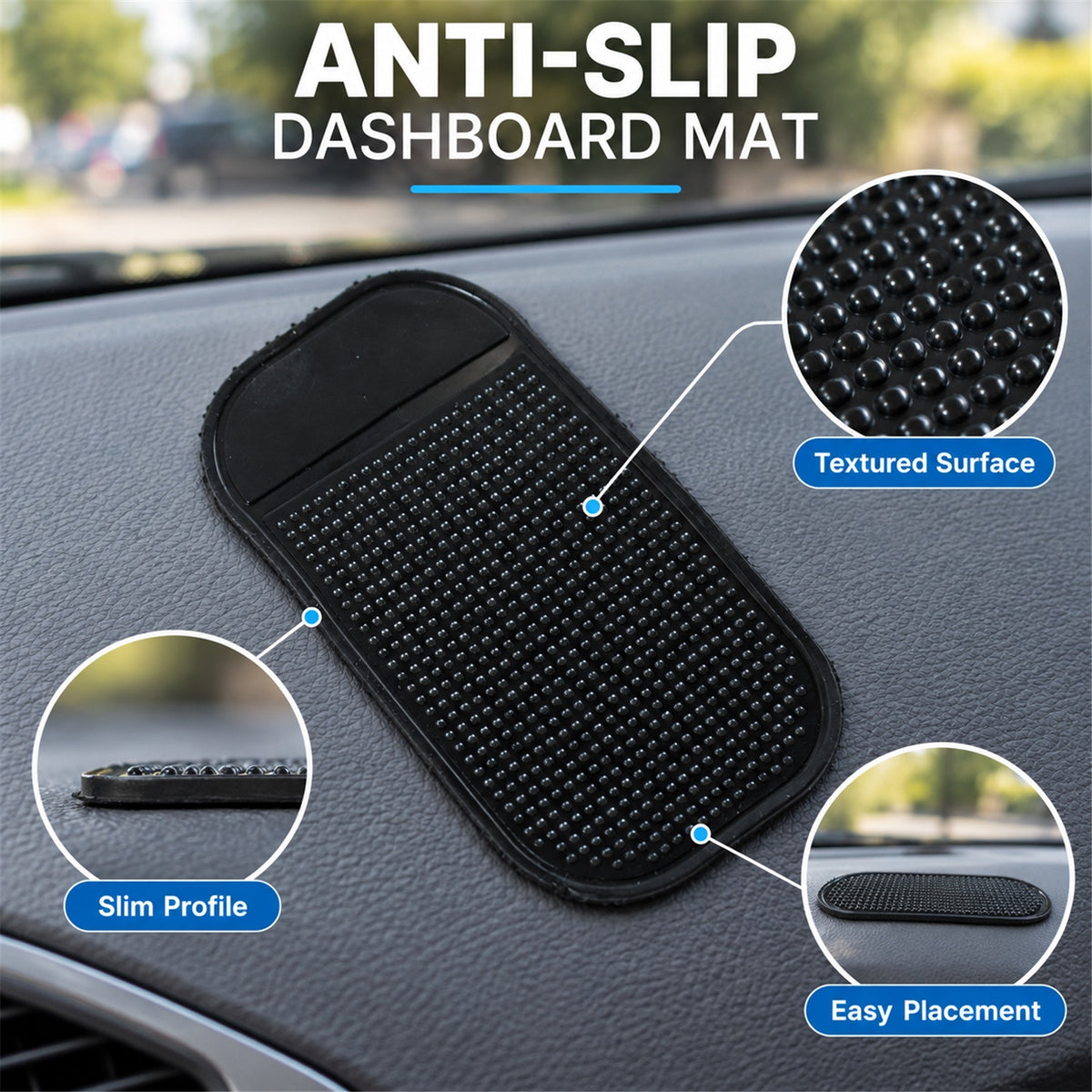 Non-Slip Silicone Dashboard Mat - Large Size Grip (1 Pc Mix Color)