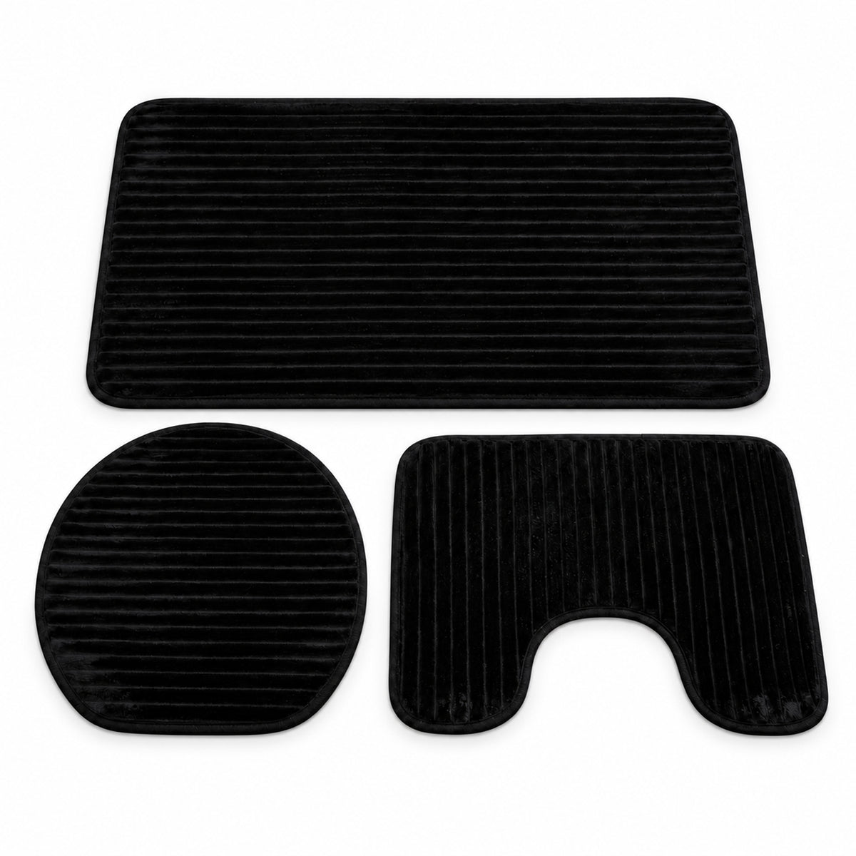 Bathroom Mat Set with Toilet Contour Rug and Lid Cover, Anti Slip (3 Pc Set)