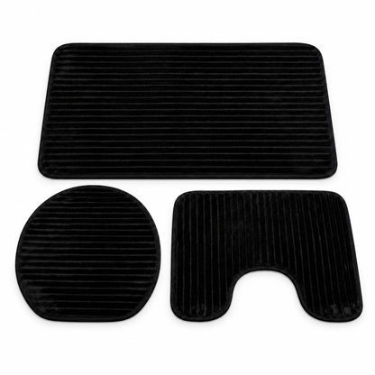 Bathroom Mat Set with Toilet Contour Rug and Lid Cover, Anti Slip (3 Pc Set)