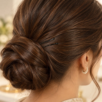 Metal Bobby Hair Pins with Wavy Grip and Rounded Tips for Everyday Styling (25 Pc)
