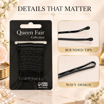 Metal Bobby Hair Pins with Wavy Grip and Rounded Tips for Everyday Styling (25 Pc)