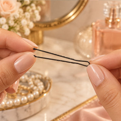 Metal Bobby Hair Pins with Wavy Grip and Rounded Tips for Everyday Styling (25 Pc)