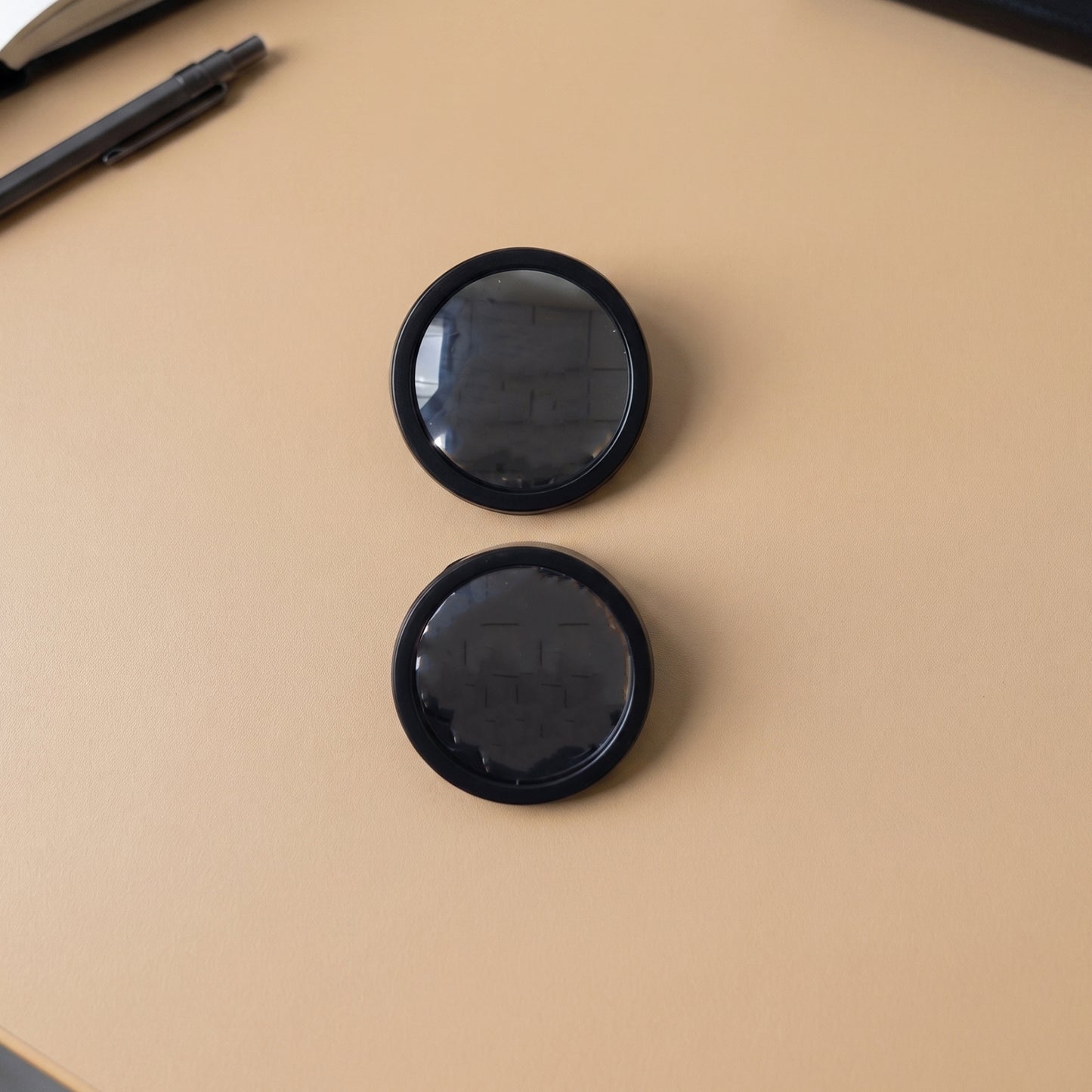 Close-up view of 360° adjustable car blind spot mirror