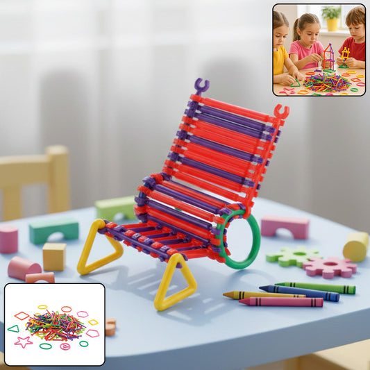 Aditi Creative Stick Building Set for Kids with Colorful Shapes & Connectors Structure Play Kit