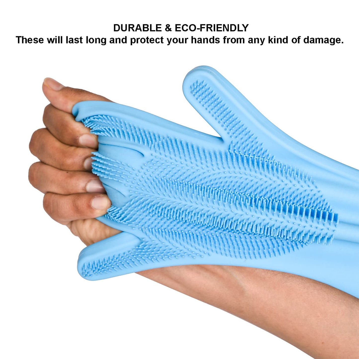 Reusable Silicone Cleaning Gloves with Scrubber Bristles for Kitchen (1 Pair)
