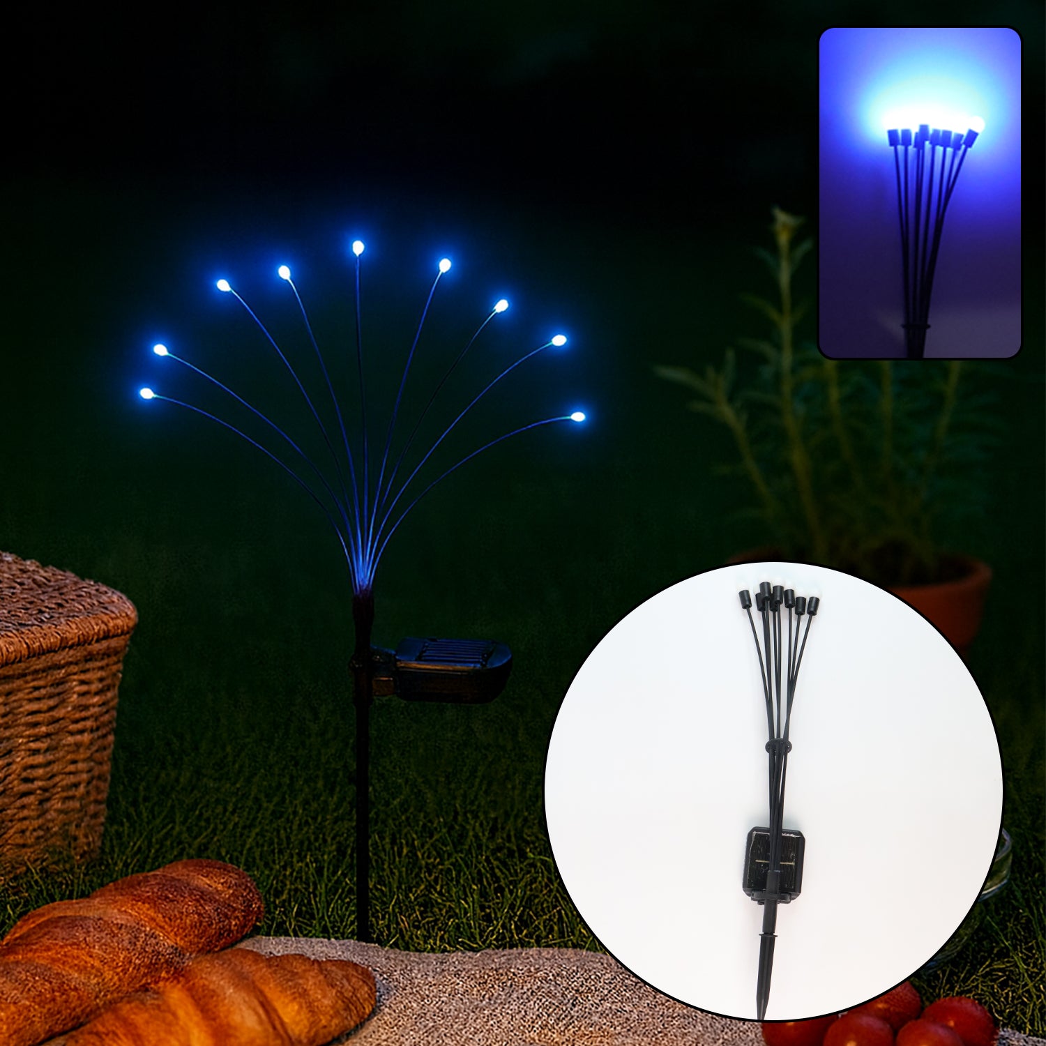 Solar LED Fiber Optic Garden Light - (1 Pc)