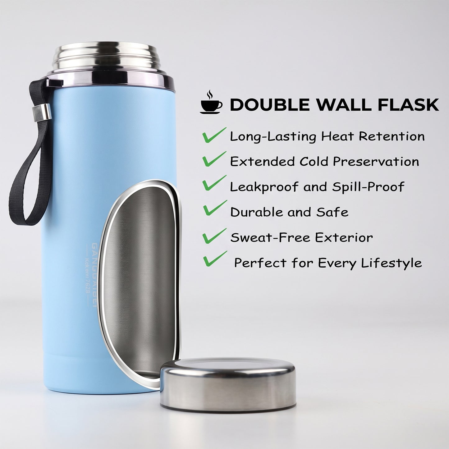 Vacuum Insulated Water Bottle 800 ML Stainless Steel Hot Cold Flask (1 Pc)