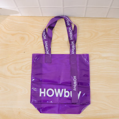 Lifestyle image featuring transparent carry bag in use