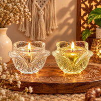 Rose Shape Jelly Candle in Crystal Look Holder for Home & Festive Decor (Color may vary 1 PC)
