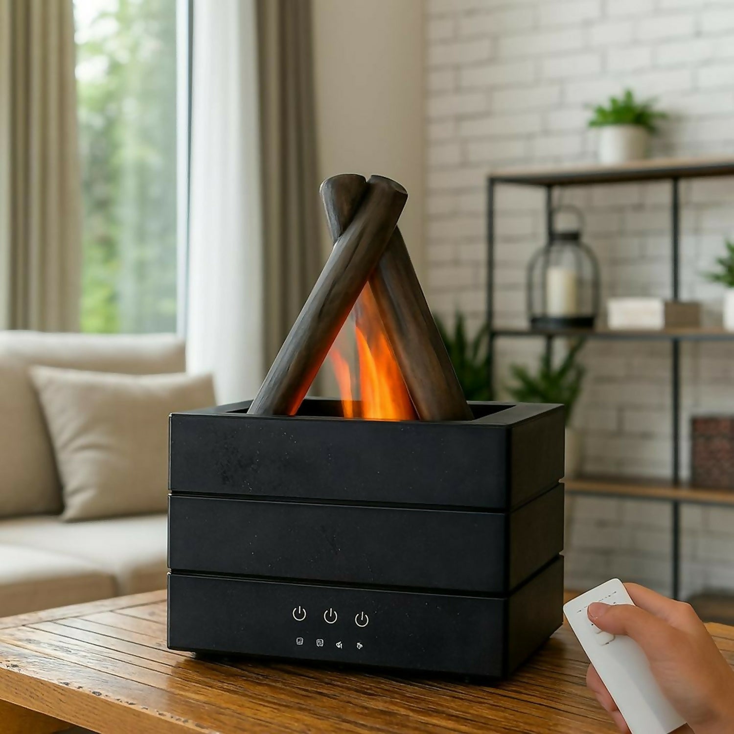 Campfire Flame Aroma Diffuser with Simulated Fire Effect & Timer Modes