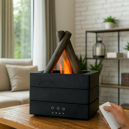 Campfire Flame Aroma Diffuser with Simulated Fire Effect & Timer Modes