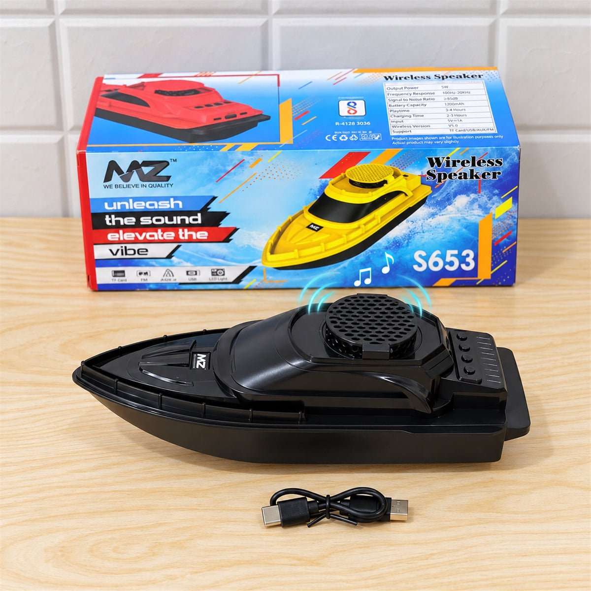 BIS Certified Boat Shape Wireless Bluetooth Speaker with USB and TF Card Playback