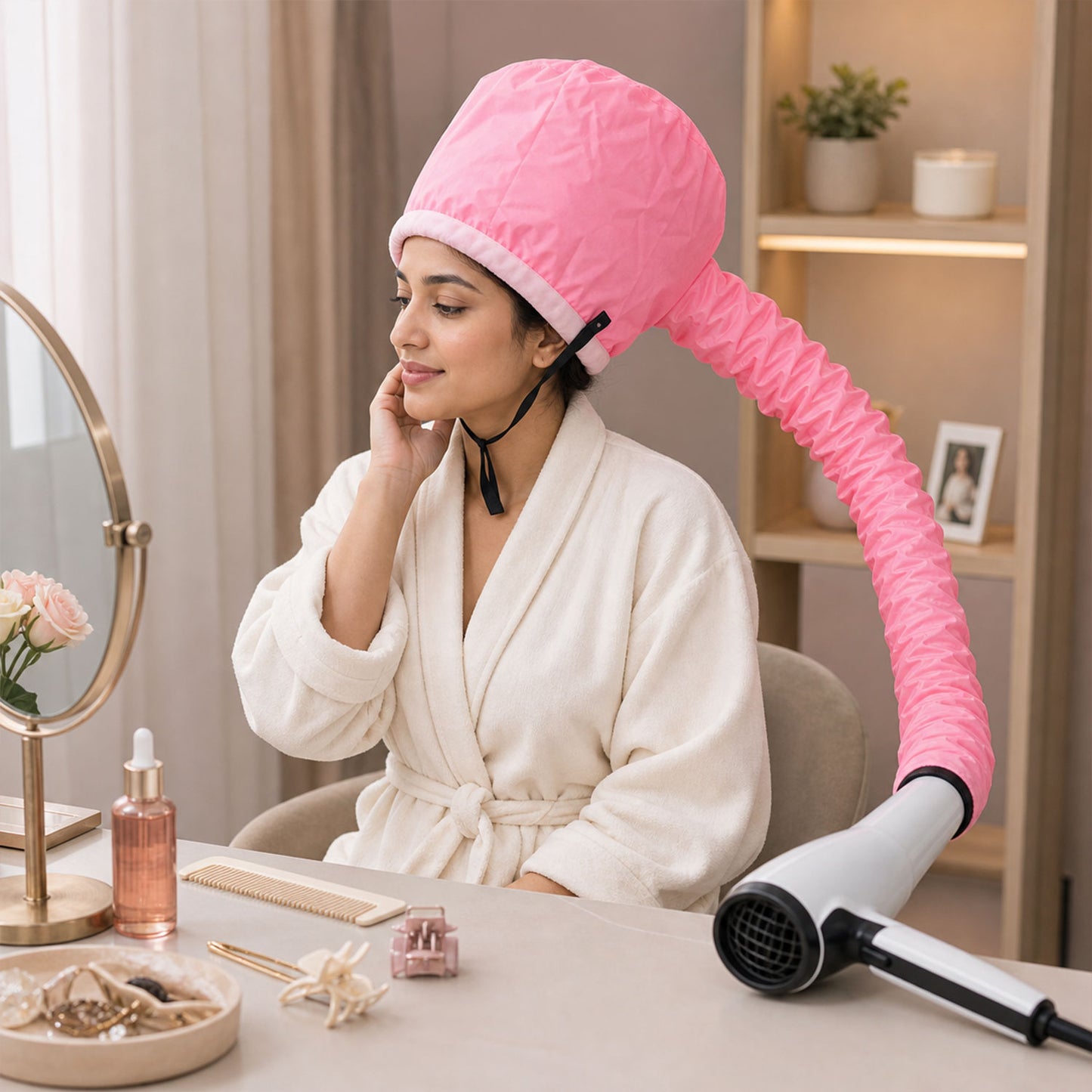 Design of hooded dryer cap for hair care