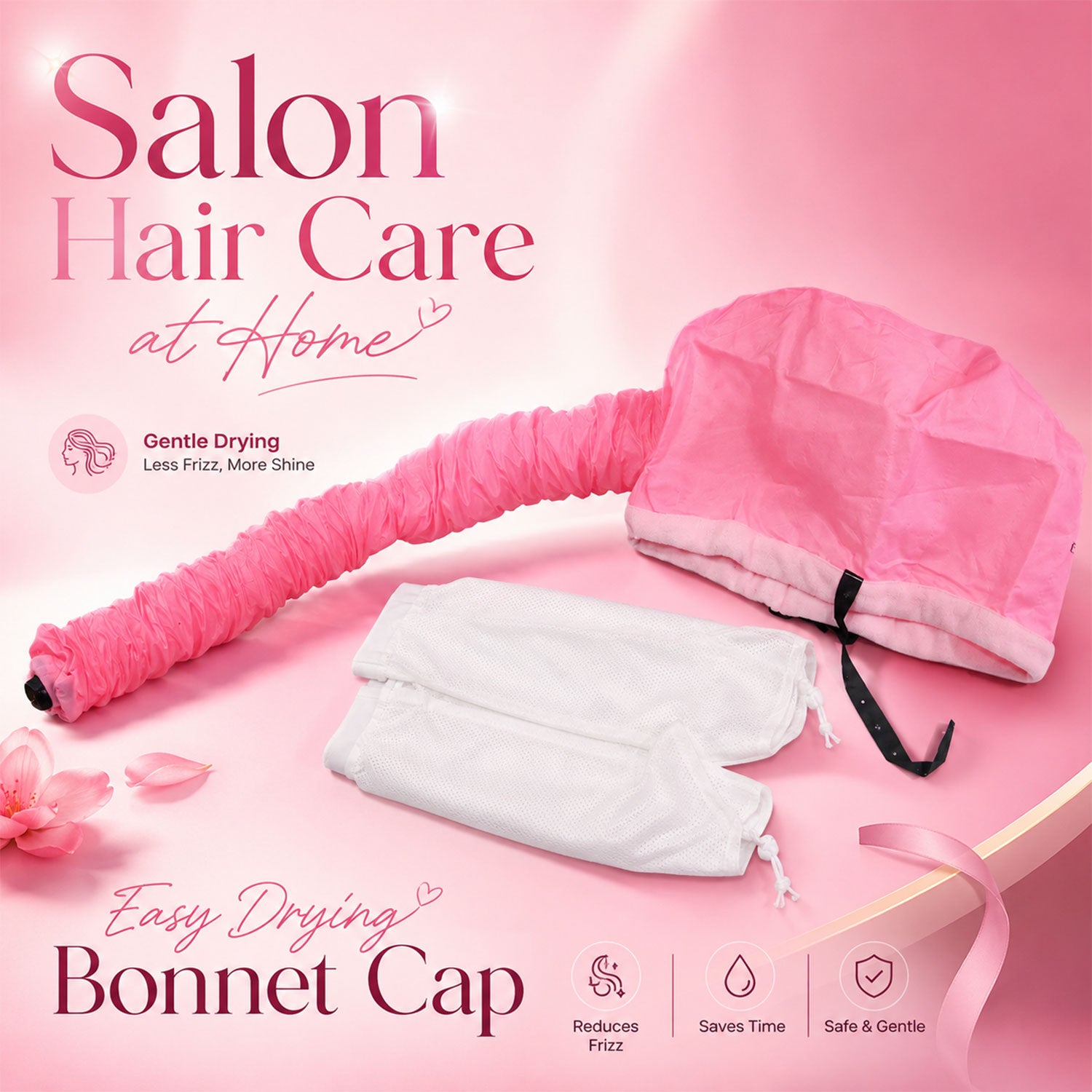 White hooded bonnet dryer attachment on background