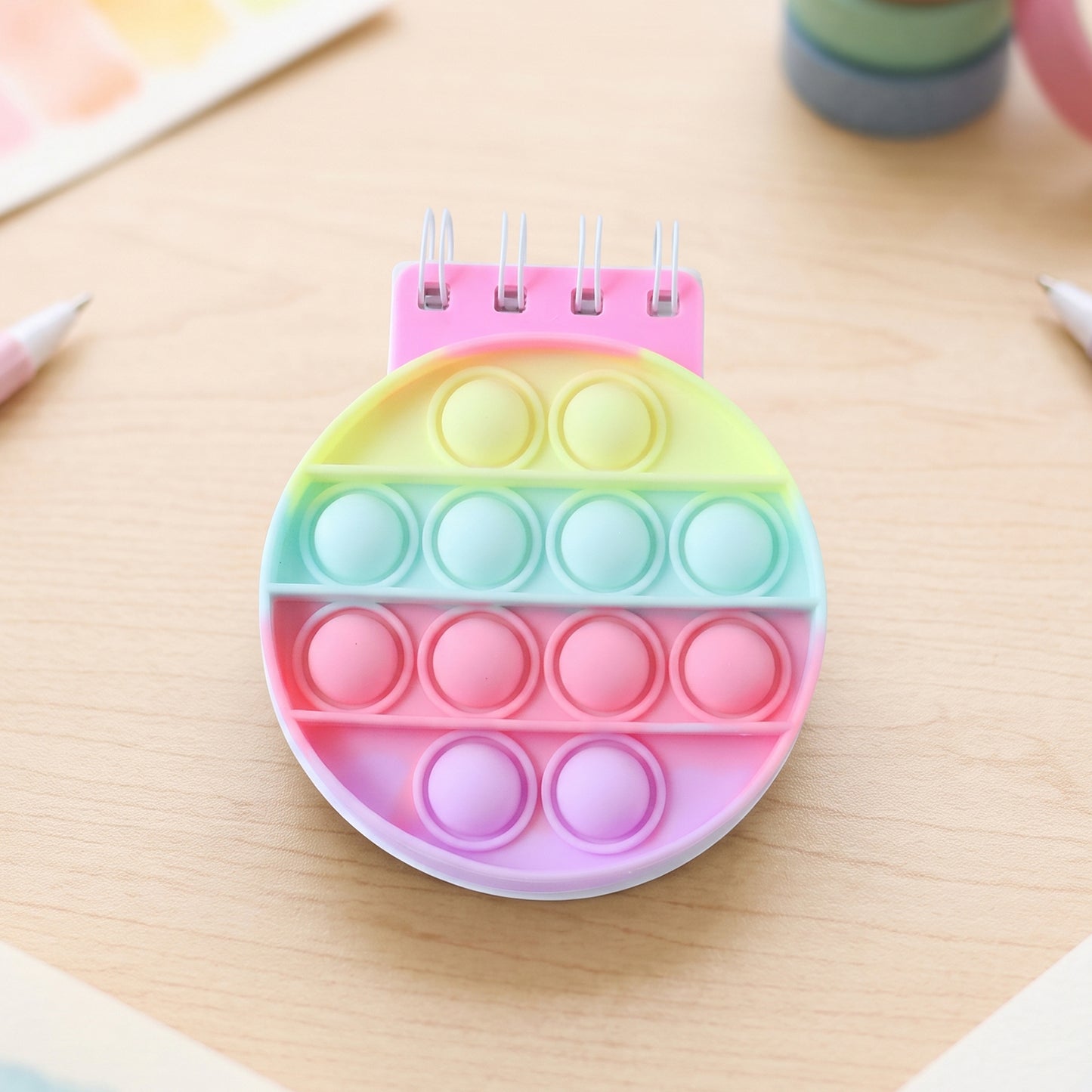 Mini Pop It Diary Fidget Notebook for Kids Rainbow Silicone Bubble (1 Pc)