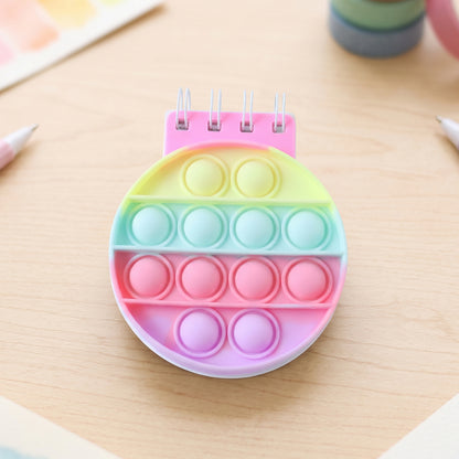 Mini Pop It Diary Fidget Notebook for Kids Rainbow Silicone Bubble (1 Pc)