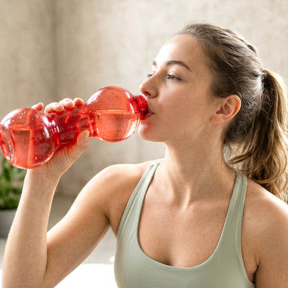 550ML dumbbell shaped plastic water bottle front view