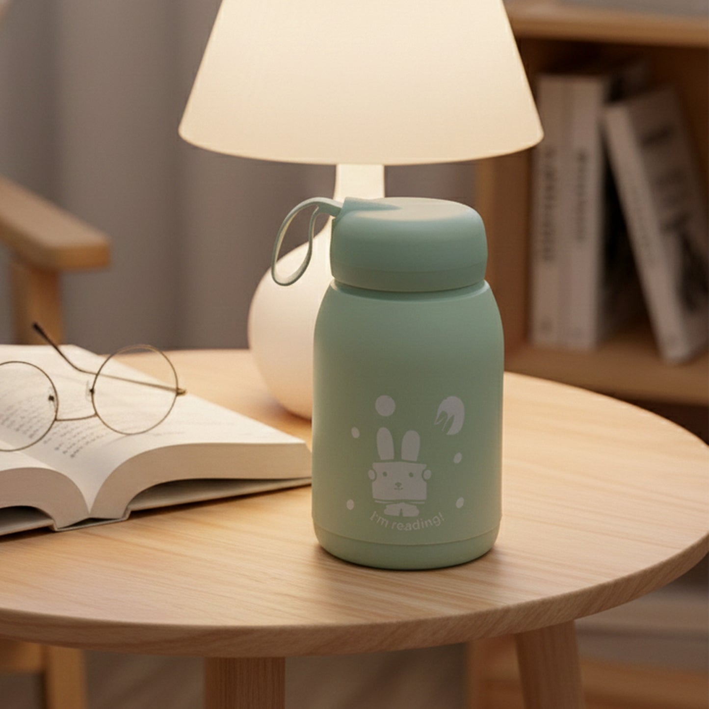 Cute Rabbit Printed Portable Insulated Water Bottle (330ML / 1 Pc)