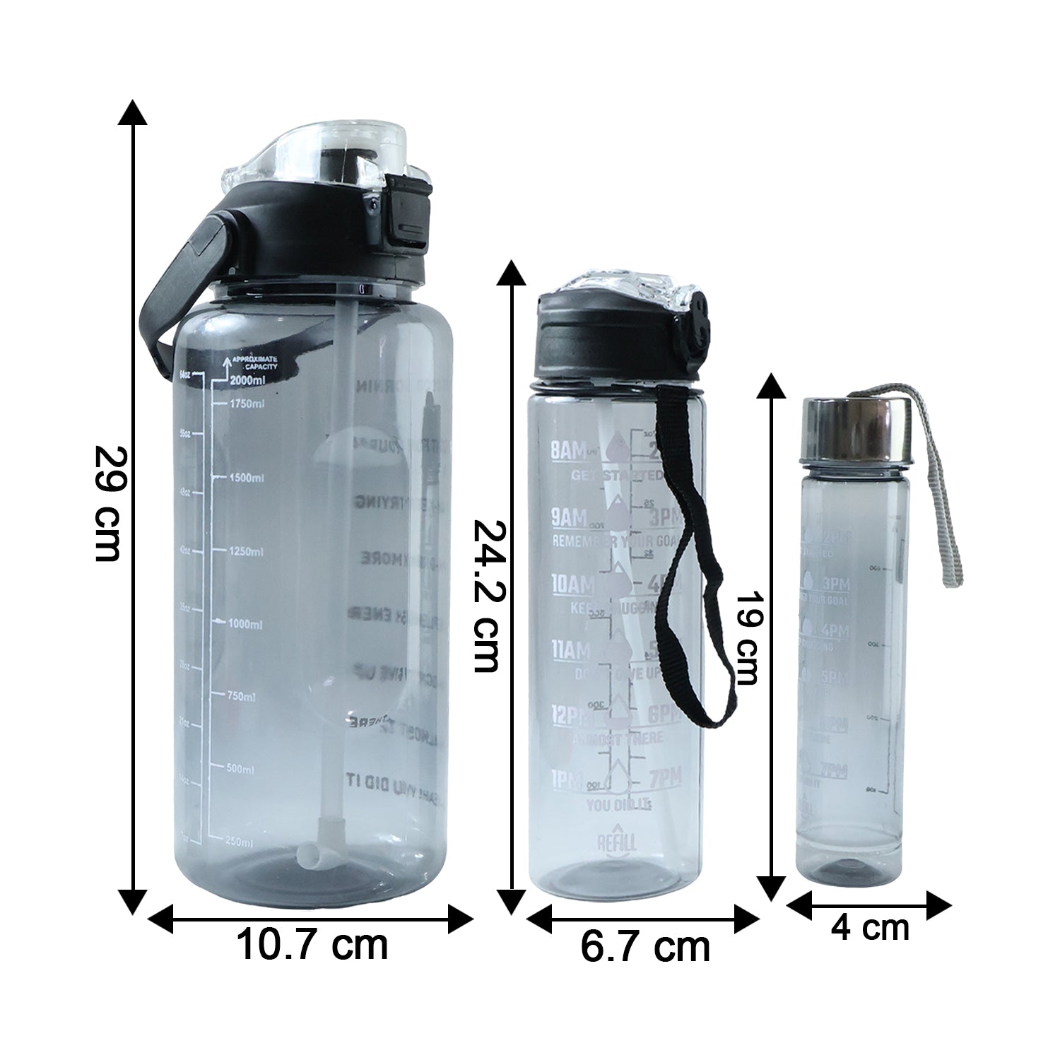 3 in 1 Multipurpose Water Bottle Set(2000 ML+ 900 ML+ 500 ML, 3 Pc Set)