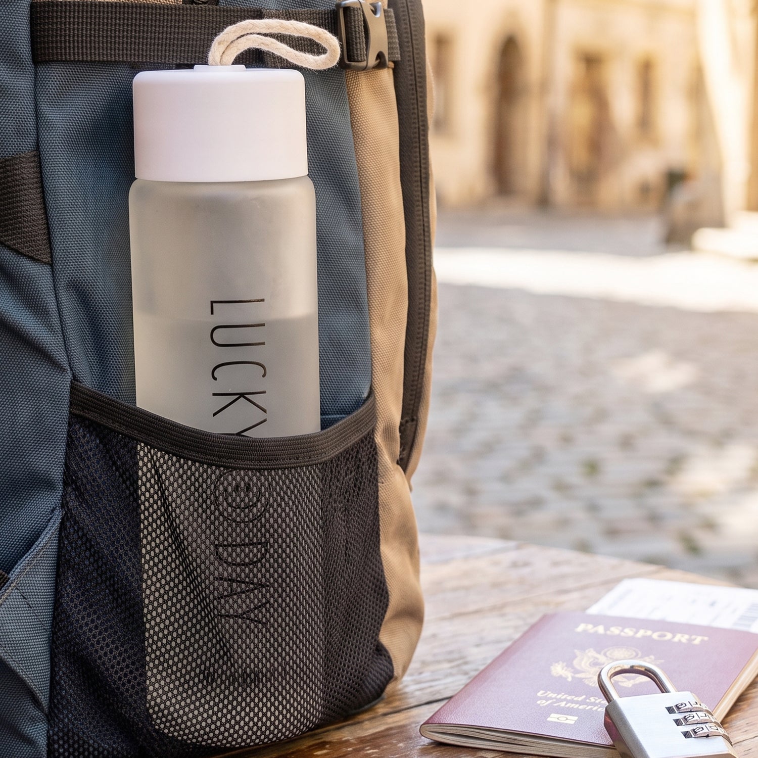 350 ML Frosted Glass Water Bottle Lucky Day Print for Office Travel (1 Pc)