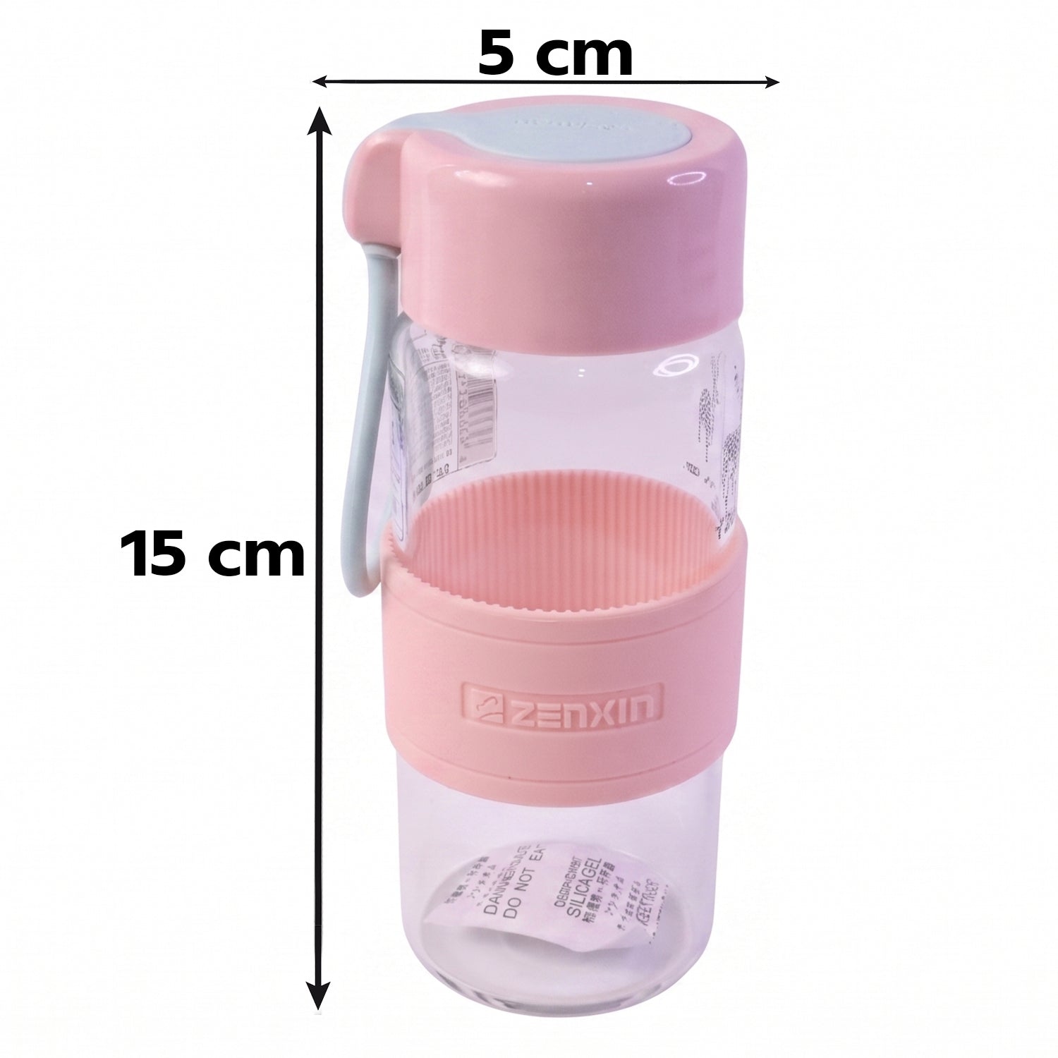 Portable Glass Water Bottle 230ml with Silicone Sleeve and Carry Strap (1 Pc) view 6