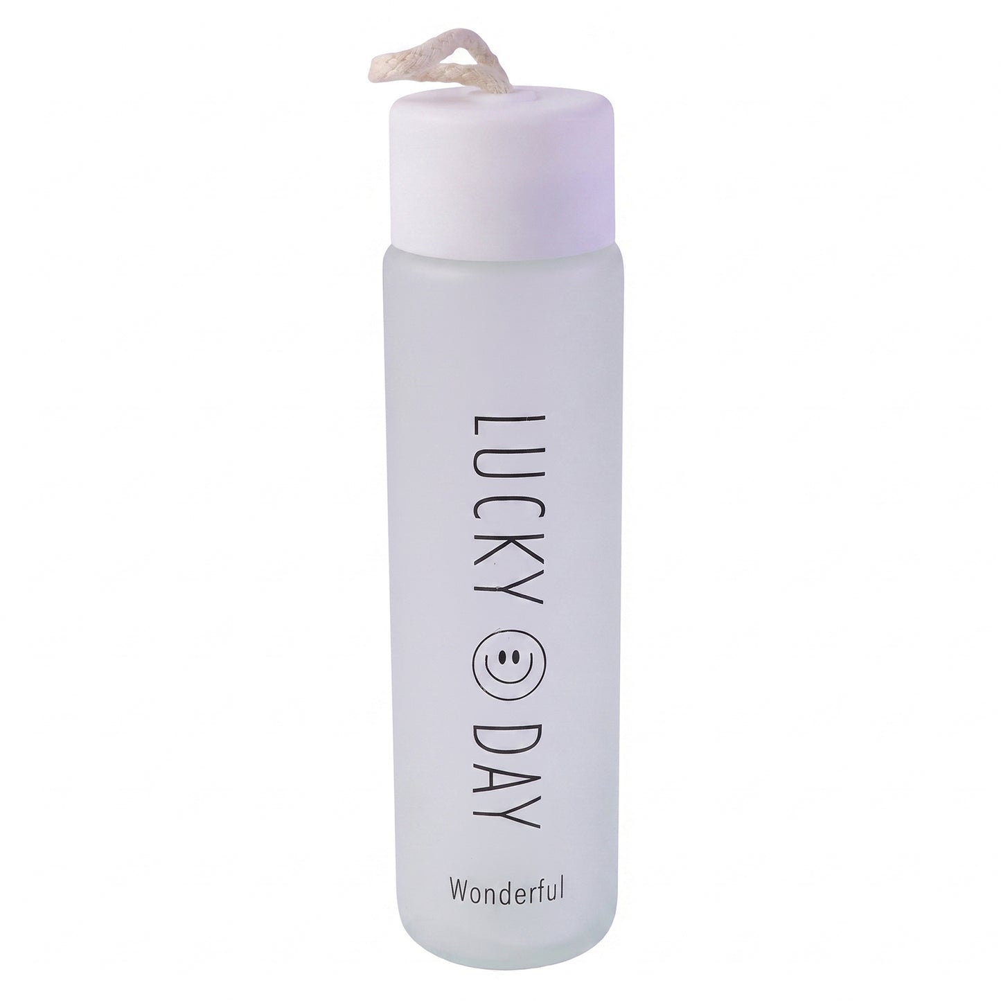 350 ML Frosted Glass Water Bottle Lucky Day Print for Office Travel (1 Pc)