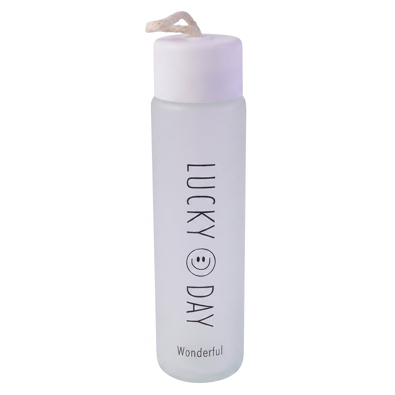 350 ML Frosted Glass Water Bottle Lucky Day Print for Office Travel (1 Pc)