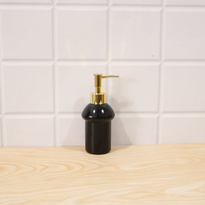Black Glass Liquid Soap Dispenser Bottle with Gold Pump Refillable (1 Pc)