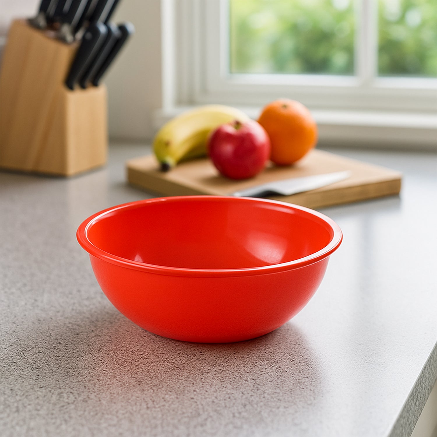 Plastic 6 Inch Red Round Deep Serving Bowl (1 Pc)