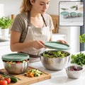 Apex Miny Steel Container Set Mixing Bowls with Lids for Kitchen (3 Pc Set)