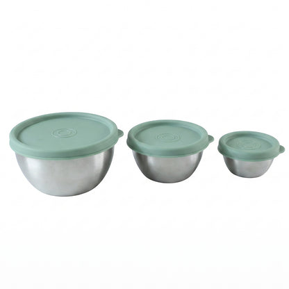 Apex Miny Steel Container Set Mixing Bowls with Lids for Kitchen (3 Pc Set)