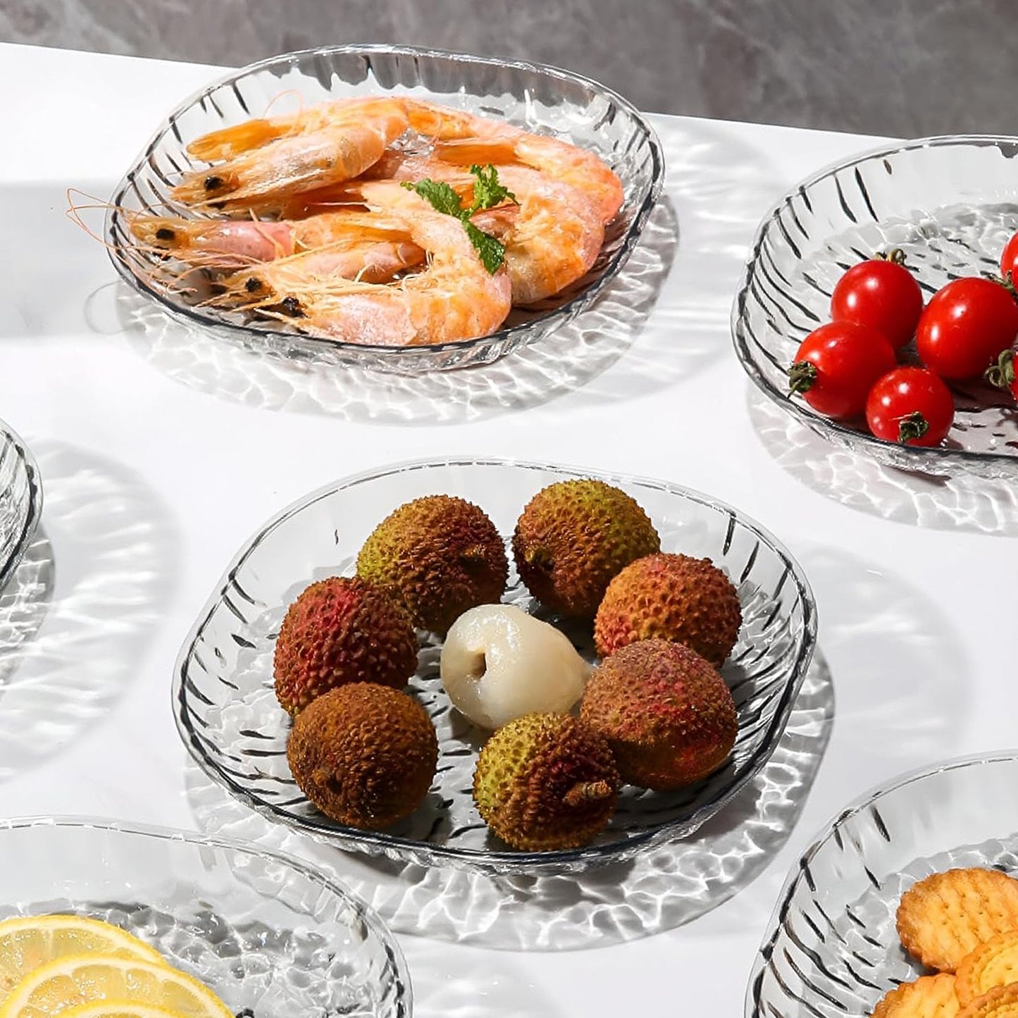 9-in-1 Crystal Glass Snack Serving Plates Set