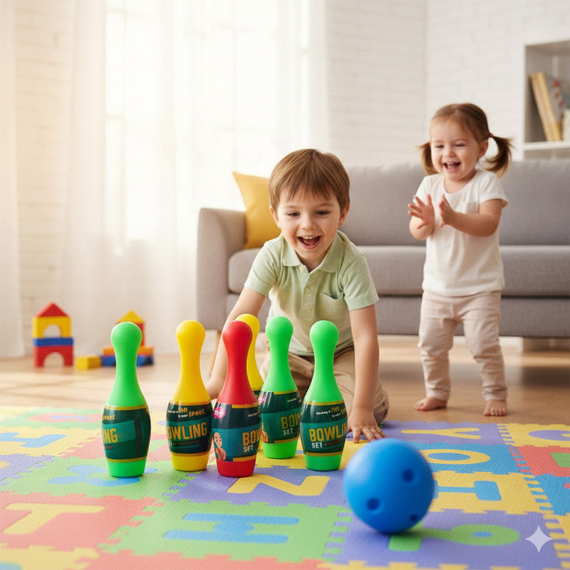 Aditi Kids Plastic Bowling Play Set with Pins & Balls – Indoor Fun Toy for Children