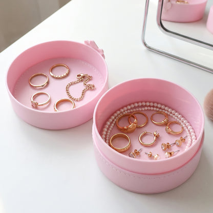 Small Round Storage Box Portable Jewellery Organizer Case with Snap (1 Pc)