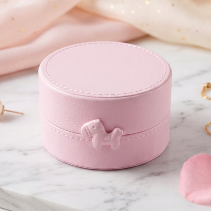 Small Round Storage Box Portable Jewellery Organizer Case with Snap (1 Pc)