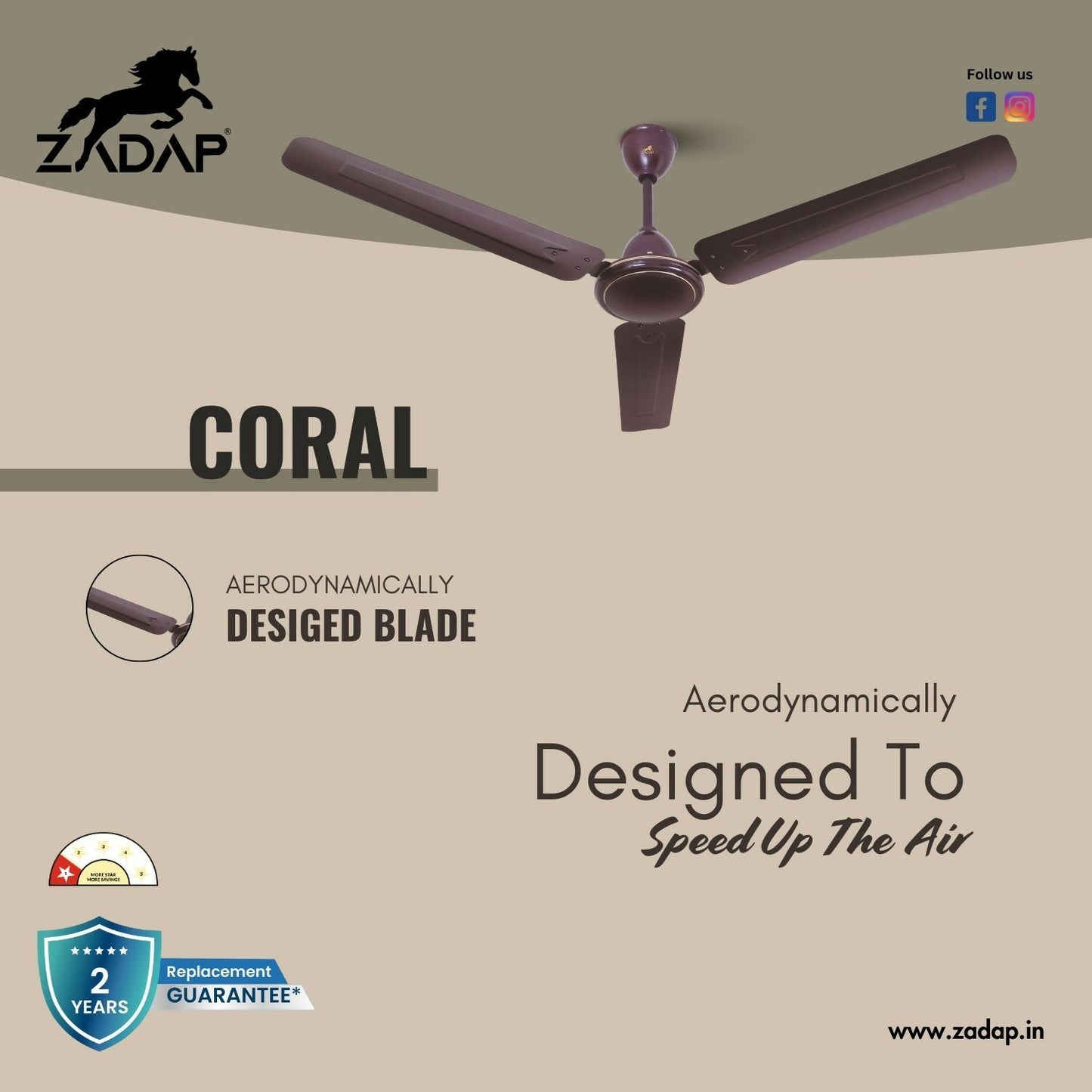 ZADAP Coral ceiling fan smooth rotation and premium matte finish
