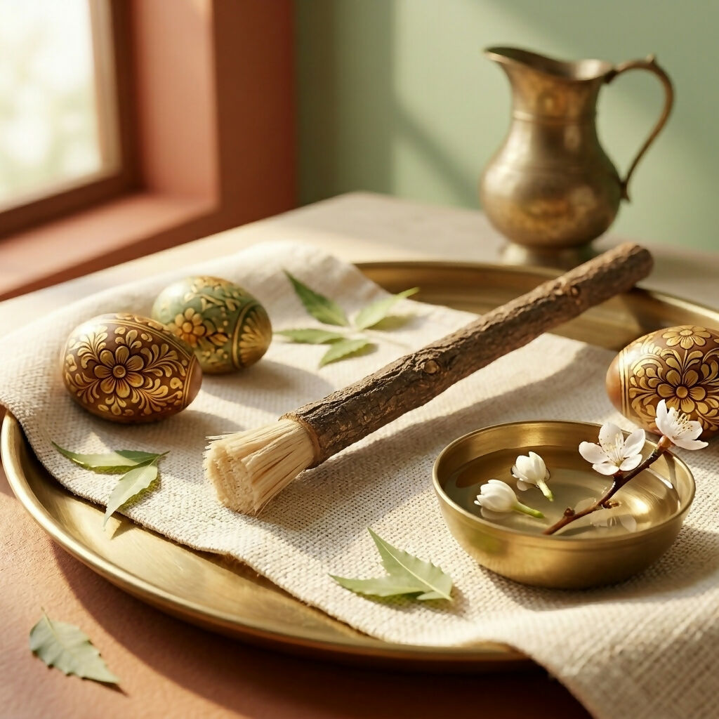 Hand-cut neem wood sticks for herbal oral care