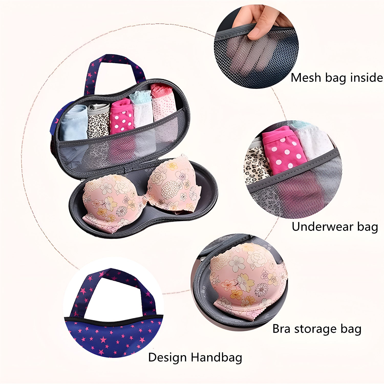 Premium Hard-Shell Bra & Lingerie Storage Travel Case (1 Pc)
