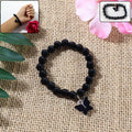 Beaded Bracelet with Butterfly Charm – Elegant Stretch Wristwear