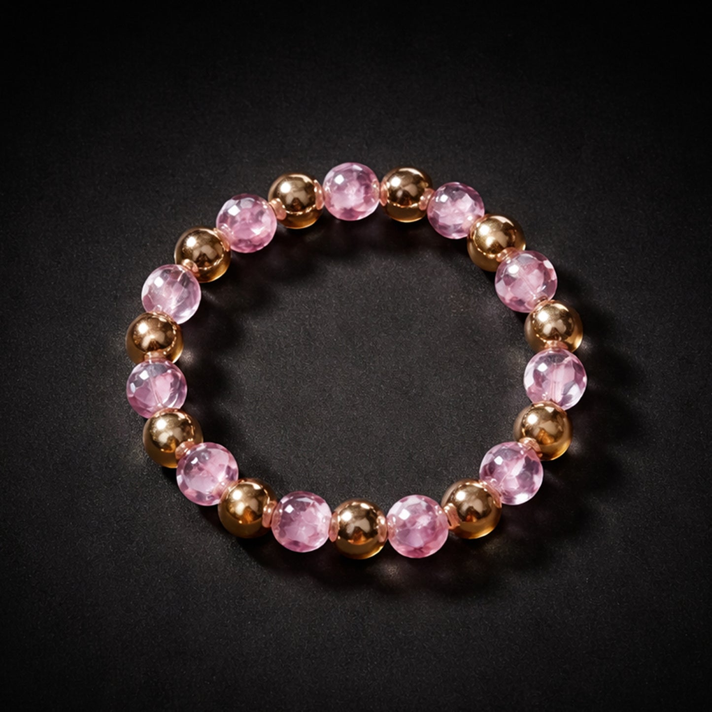 Elegant Pink Crystal Beaded Stretch Bracelet (1 Pc)